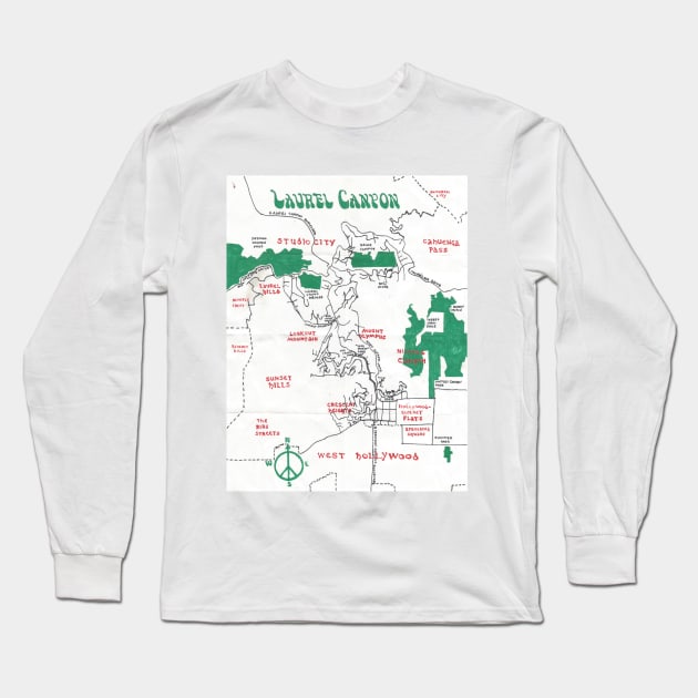 Laurel Canyon Long Sleeve T-Shirt by PendersleighAndSonsCartography